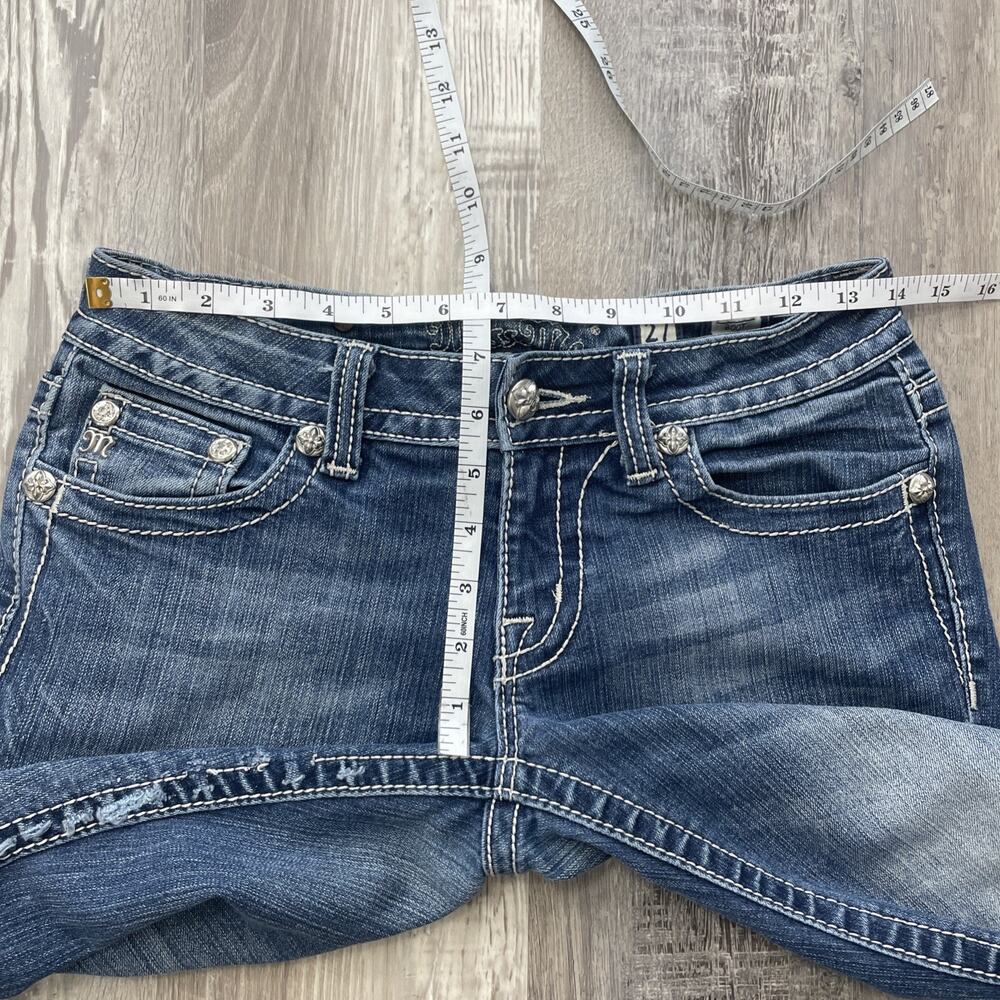 Miss Me Jeans Rhinestone Boot Cut Jp6126b Raw Hem** Size 27** Short**29" inseam - Picture 5 of 16